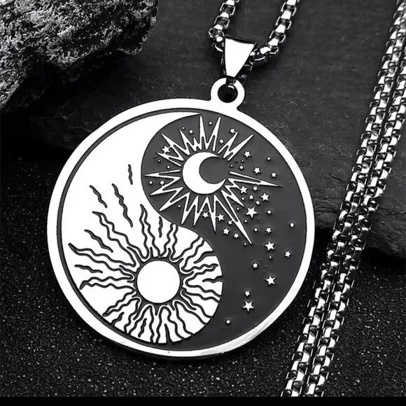 Yin Yang Necklace Pendant Stainless Steel #1457 - Picture 7 of 9